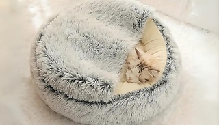 Semi-Enclosed Warm Fluffy Fleece Cat Bed - 3 Colours, 3 Sizes