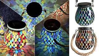 Solar-Powered Waterproof Mosaic Lantern Light - 2 Colours
