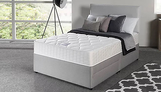 Suede Divan Bed With Memory Foam Mattress & Optional Storage - 6 Sizes