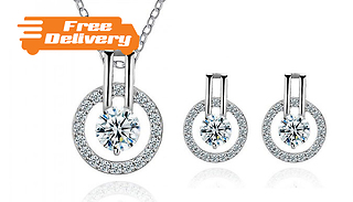 'Halo' 3.5ct Simulated Sapphire Jewellery Set