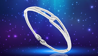 18K White Gold Plated Infinity Bangle With Swarovski Elements - 1 or 2
