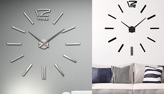3D Frameless Large Wall Clock - 2 Colours
