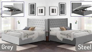 Chesterfield Plush Velvet Ottoman Bed - Free Headboard! 