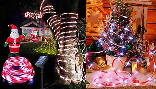 Solar Outdoor Christmas Candy Rope Lights - 3 Sizes