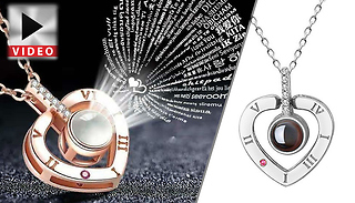 'I Love You' in 100 Languages Heart Necklace -2 Colours