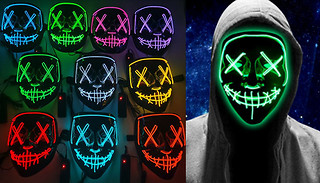 LED Stitched Face Halloween Mask - 10 Colours