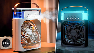 4-in-1 Portable Air Cooling Night Light Fan – 2 Colours