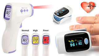 Fingertip Oximeter & Pulse Rate Monitor or Non-Contact Thermometer