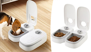 1 or 2 Bowl Automatic Pet Feeder - 2 Colours