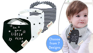 3-Pack of Cartoon Cotton Baby Bibs - 7 Designs