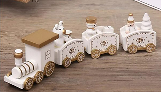 1 or 2 Sets of Wooden Christmas Train Ornament Decoration