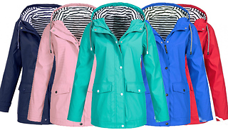 Striped Hooded Rain Jacket - 7 Colours & 7 Sizes