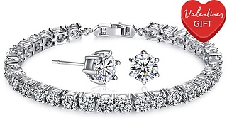 7ct Simulated Sapphire Tennis Bracelet with FREE Earrings!