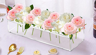 10, 12 or 15 Hole Acrylic Rectangular Flower Vase 