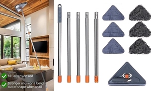 Telescopic 360 Rotatable Triangle Cleaning Mop - With 6 FREE Mop Heads ...