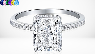 Radiant Cut 925 Sterling Silver Adjustable Ring - 7 Colours