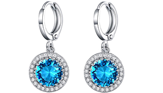 Sultana-Mayfair Round Simulated Blue Diamond Earrings