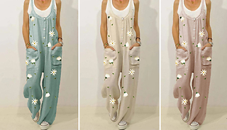 Daisy Print Casual Loose Jumpsuit - 3 Colours & 5 Sizes