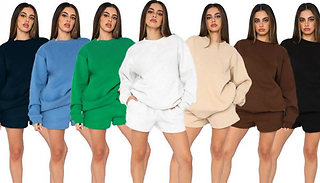 Two Piece Tracksuit Sweatshirt & Shorts - 7 Colours & 5 Sizes