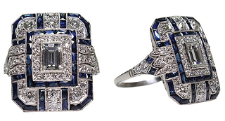 Large Vintage Simulated Crystal Ring - 4 Sizes