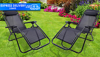 Set of 2 Reclining Zero Gravity Sun Loungers