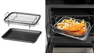 2-Piece Crisper Tray Set – Oven Tray with Elevated Mesh Crisping Baske ...