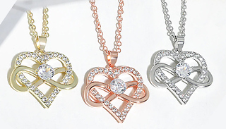 Rhinestone Heart Silver Plated Necklace