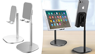 Phone & Tablet Adjustable Metal Desk Stand - Silver or Black