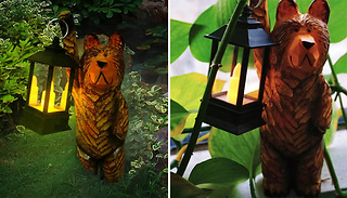 Light-Up Bear with Lantern Garden Statue