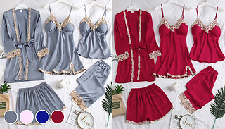 5-Piece Women's Lace Pyjama Set - 4 Colours & 3 Sizes