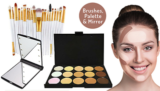 Glamza Contour Palette, Brush Set & Compact Mirror