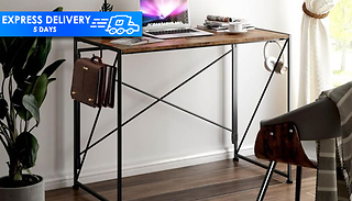 Cornwall Rustic Wooden Metal Leg Folding Desk