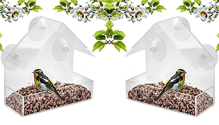 Clear Window Suction-Mounted Bird Feeder House