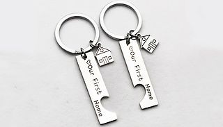 2-Piece First Home Engraved Keychain Set