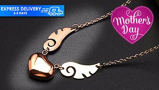 Wings of Love Rose Gold Tone Pendant Necklace