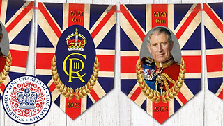 1 to 4 King Charles III Bunting Flags - 2 Designs