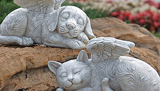 Mini Sleeping Cat or Dog Statue With Angel Wings