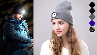 1 or 2 LED Light Beanie Hats - 5 Colours