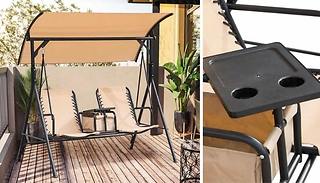 Outsunny 2-Seater Garden Swing Chair with Table - 2 Colours