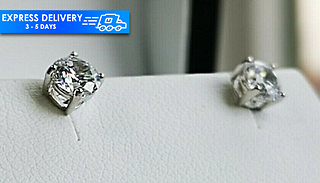 White Gold Created Diamond Stud Earrings