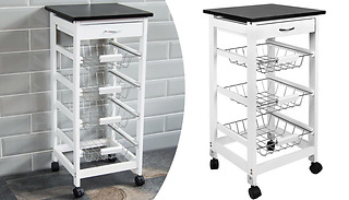 3 or 4 Tier Wooden Kitchen Trolley