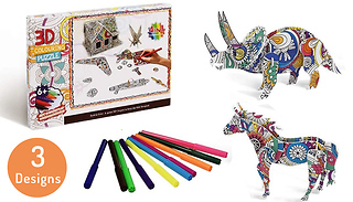 DIY 3D Shape Colouring Puzzle Set - 3 Options
