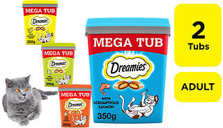 2 x 350g Dreamies Adult Cat Treats Tubs - 4 Options