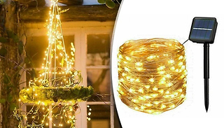 1 or 2-Pack of Warm LED Solar Fairy Lights - 100 or 200 LED