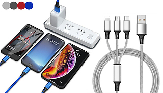 3-in-1 USB Fast Charging Cable - 4 Colours