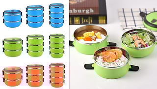 1, 2, 3 or 4-Layer Portable Thermal Insulated Food Container - 3 Colou ...