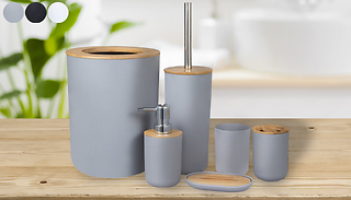 4 or 6-Piece Bamboo Bathroom Accessories Set - 3 Colours