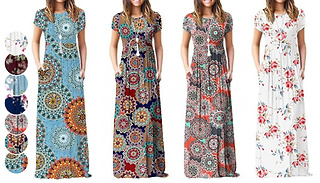 Bohemian Retro Maxi Dress - 7 Colours & 5 Sizes