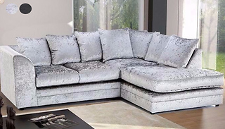 Left or Right Crystal Crushed Velvet Corner Sofa - 2 Colours