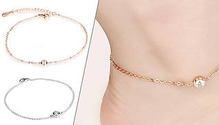 9K Gold & Silver-Plated Crystal Elements 2-Piece Anklet Set